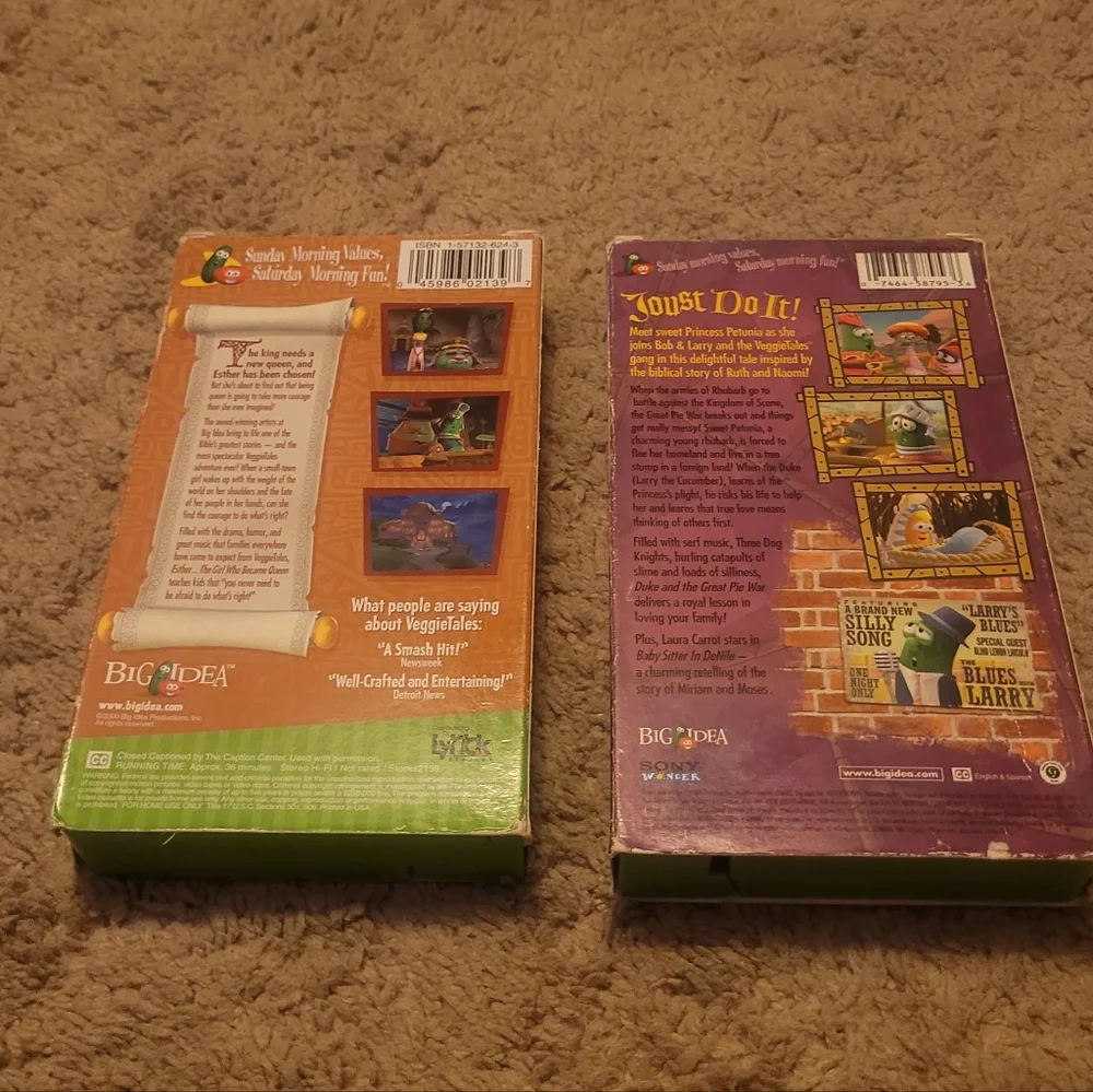 Kids VeggieTales Video Tapes Vintage Green Tape Collection RARE